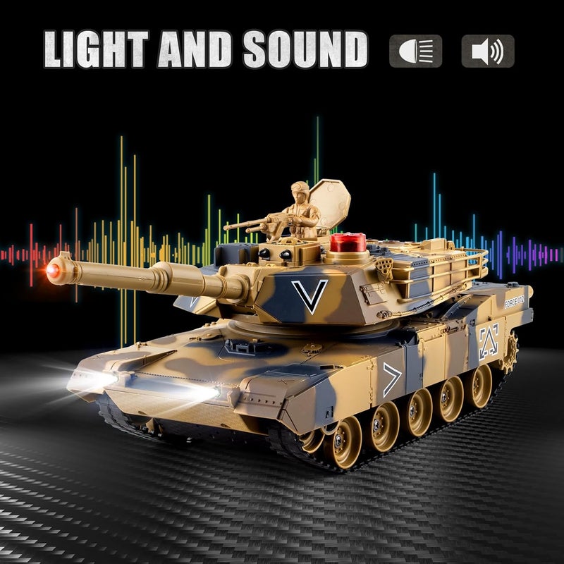 Supdex 1/24 RC Tank, Remote Control US M1A2 Abrams Army Model Tank with Sound Effects, Lights and Smoke, 2.4G Military Model Toy for Kids, Perfect Birthday for Boys 6+ Years Old - Image 4